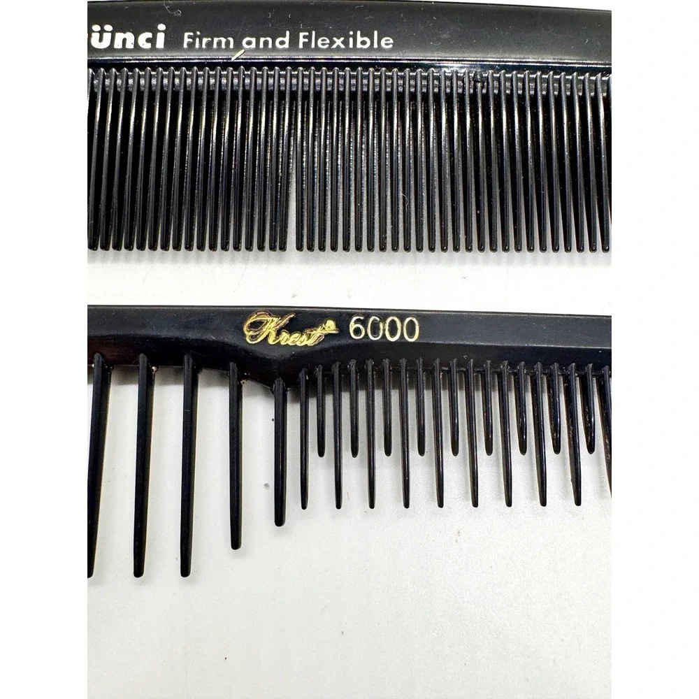Vintage Black Hair‎ Comb Lot Conair Scunci Krest 6000 Unbreakable 5pc Set